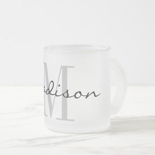 Eleganter individuelle Name Monogramm mattierter G Mattglastasse (VorderseiteRechts)