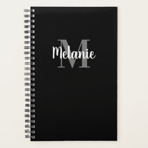 Eleganter individuelle Name-Monogramm-Spiralplaner Planer