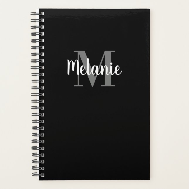 Eleganter individuelle Name-Monogramm-Spiralplaner Planer (Vorderseite)