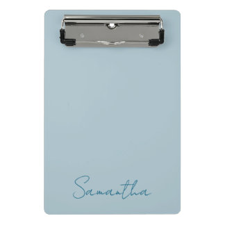 Eleganter Individuelle Name Pastel Blue Mini Klemmbrett