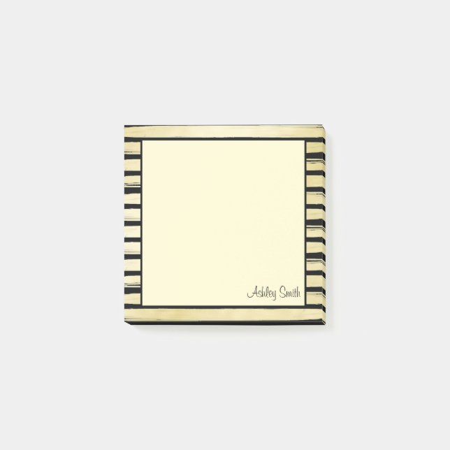 Eleganter individuelle Name schwarze Goldfolie ges Post-it Klebezettel (Vorderseite)