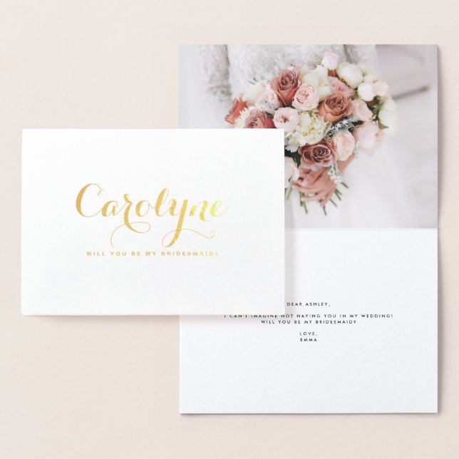 Eleganter Individuelle Name wirst du meine Bridesm Folienkarte (Anzeige)