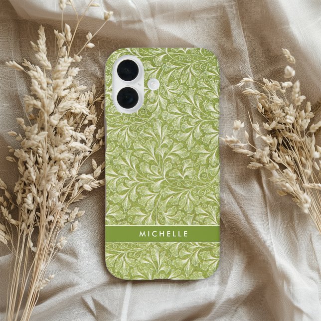 Eleganter individueller Name Grüne Botanik Case-Mate iPhone Hülle (Von Creator hochgeladen)