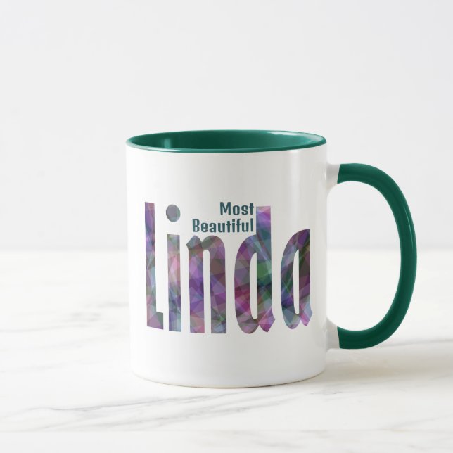 Eleganter, individueller Name "Linda", dunkelgrau  Tasse (Rechts)