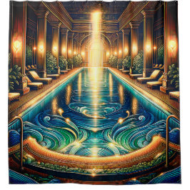 "Eleganter Innenpool mit klassischen Säulen" Duschvorhang