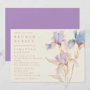 Eleganter Iris Blumenbrunch und Bubbly Einladung
