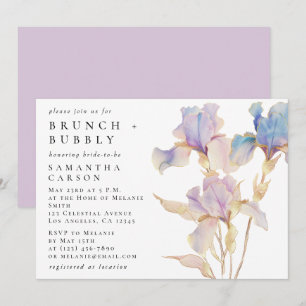 Eleganter Iris Blumenbrunch und Bubbly Einladung