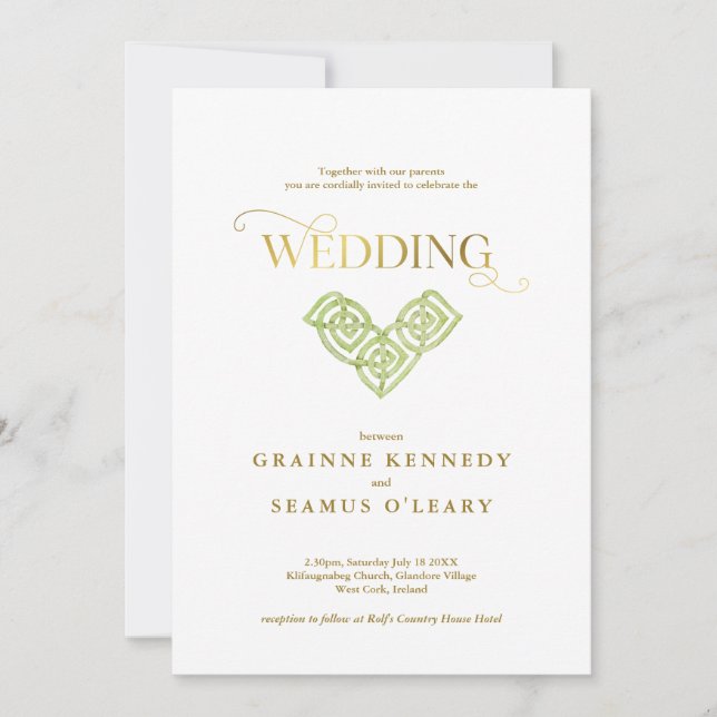 Eleganter irischer keltischer Knoten in einer Hoch Einladung (Vorderseite)