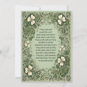 Eleganter irischer Segen mit keltischer Shamrock-R Feiertagskarte