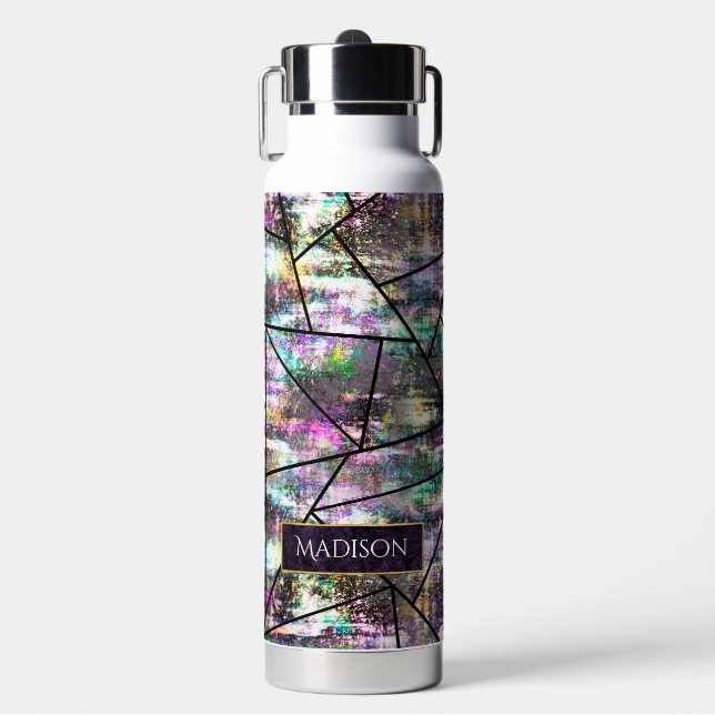 Eleganter irisierender geistlicher Glitzer Trinkflasche (Vorderseite)