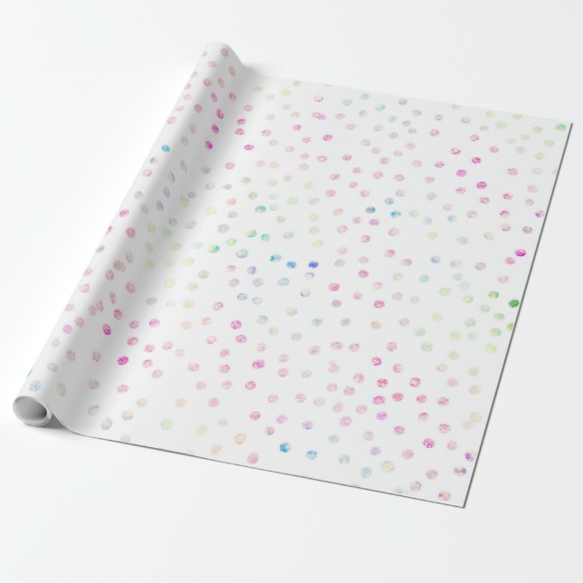 Eleganter, irrisierender Glitzer Dots White Design Geschenkpapier (Ungerollt)