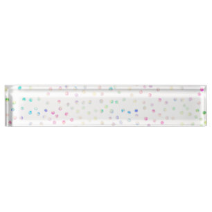 Eleganter, irrisierender Glitzer Dots White Design Namensplakette