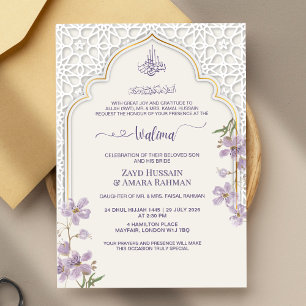 Eleganter islamischer Arch Walima Einladung   Lila