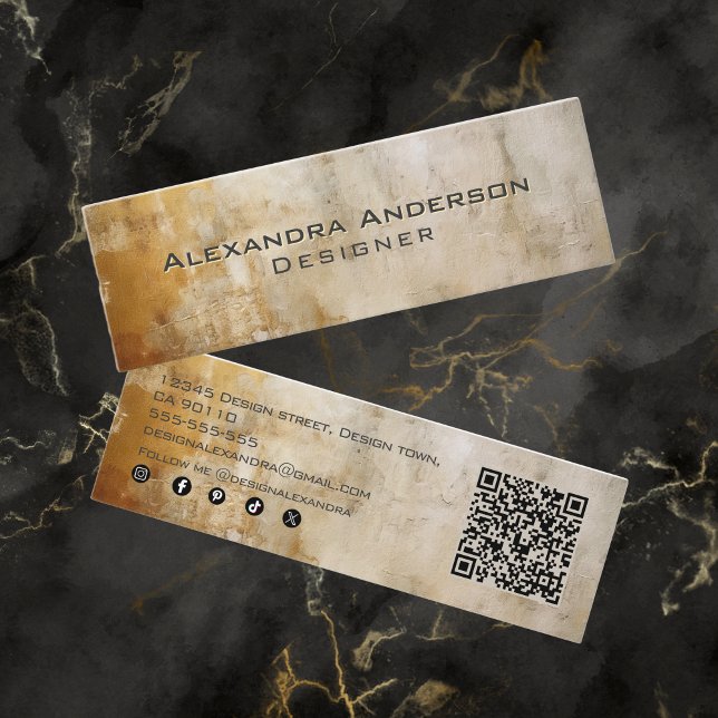 Eleganter Ivory Gold Glitzer Abstrakt Beruflich Mini Visitenkarte (Elegant Ivory Gold Glitter Abstract Professional Mini Business Card)