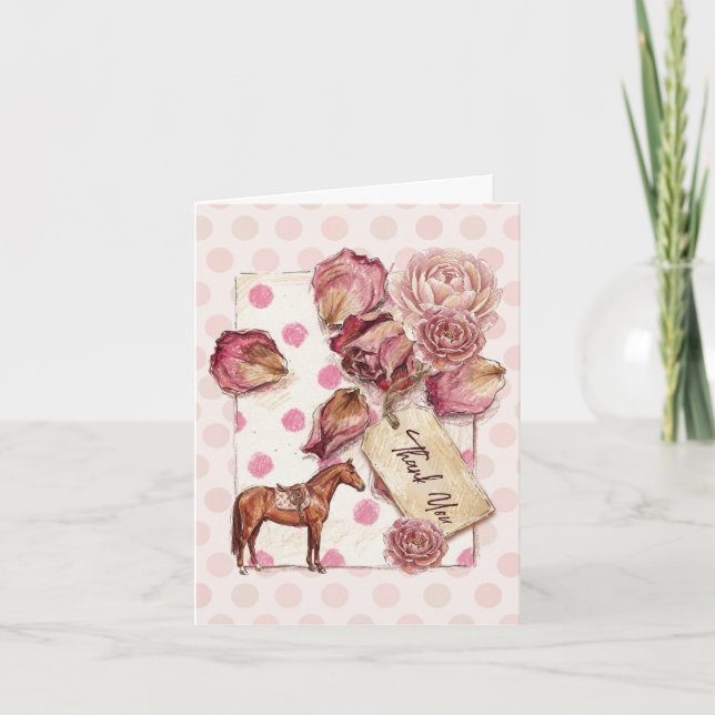 Eleganter Jagdreiter-Geburtstag Dankeskarte (Vorderseite)