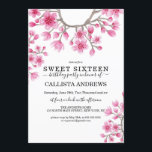 Eleganter Japanischer Kirschblossom Blumensüß 16 Einladung<br><div class="desc">Dieses elegante und moderne 16 . Geburtstag Geburtstagsfest lädt zu einem stilvollen und stilvollen Event ein. Es verfügt über handbemalte Rosa, Beerenrosa und rote Wasserfarbe japanische Kirschblüten Blätter auf Zweigen auf einem schlichten, weißen Hintergrund. Es ist hübsch, einzigartig, schön, minimalistisch und künstlerisch, das perfekte Design, um Ihre Gäste zu beeindrucken....</div>