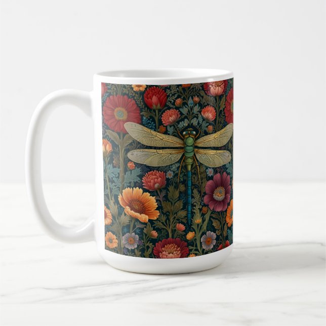 Eleganter Jugendstil Herbstblüten Libelle Kaffeetasse (Links)