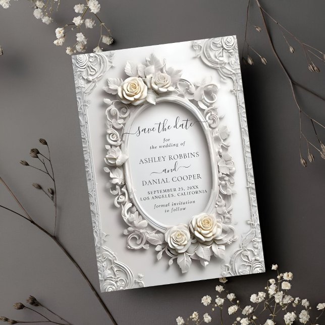 Eleganter Jugendstil-Rose-Rahmen Save the Date Einladung (Von Creator hochgeladen)