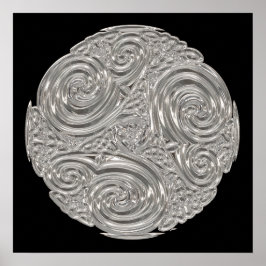 Eleganter Jugendstil silberfarbener Metalllook mod Poster