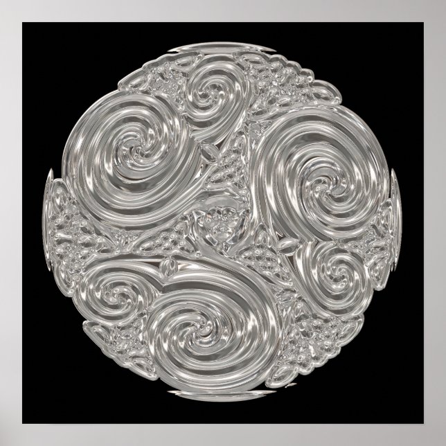 Eleganter Jugendstil silberfarbener Metalllook mod Poster (Vorne)