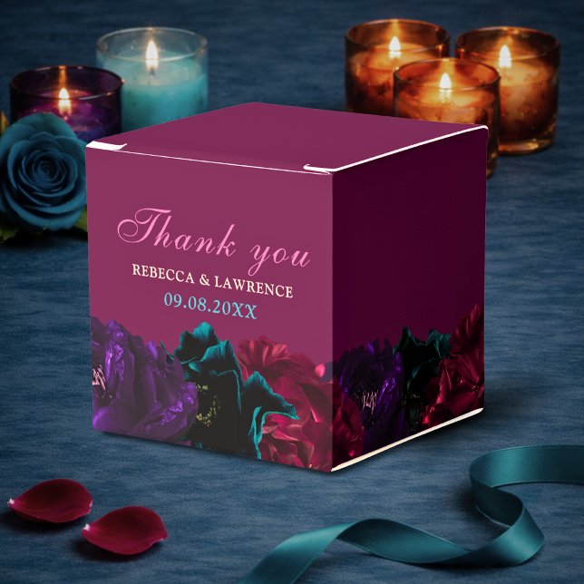 Eleganter Juwel tönt Blume Bordeaux Hochzeit Geschenkschachtel (Von Creator hochgeladen)