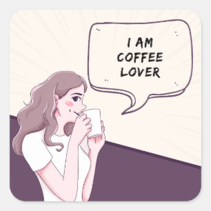 Eleganter Kaffee-Liebhaber-Aufkleber Kaffee ist Quadratischer Aufkleber