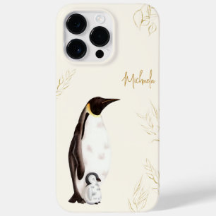 Eleganter Kaiser Pinguin Botanischer Gold-Glitzer Case-Mate iPhone 14 Pro Max Hülle