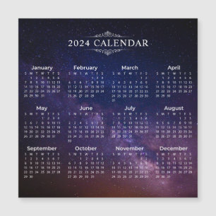 Eleganter Kalender 2024 auf der Milchstraße Magn Magnetkarte