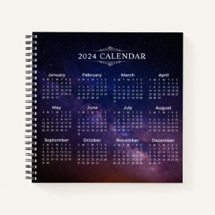 Eleganter Kalender 2024 auf der Milchstraße Note Notizbuch
