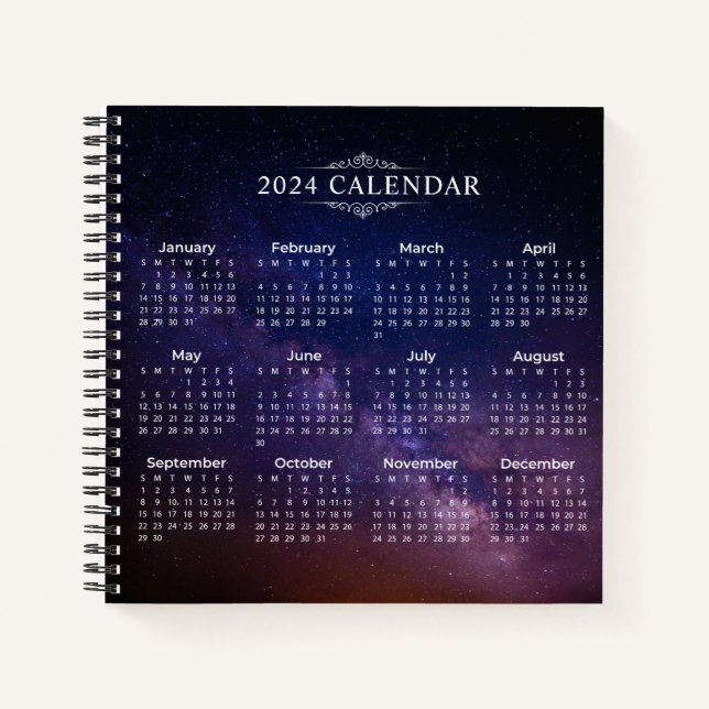 Eleganter Kalender 2024 auf der Milchstraße | Note Notizbuch (Vorderseite)