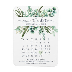 Eleganter Kalender Eukalyptus Speichern Sie das Da Magnet