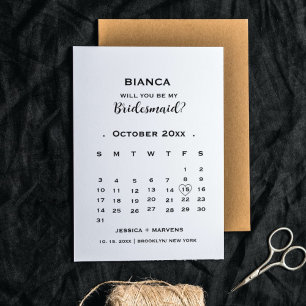 Eleganter Kalligrafie-Kalender Brautjungfer Vorsch Einladung