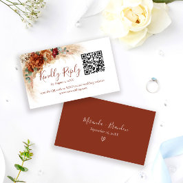 Eleganter Kalligrafie-QR-Code Boho-Hochzeits-RSVP- Begleitkarte