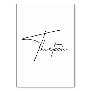 Eleganter kalligrafischer Hochzeitstisch 13 Tischn Tischnummer