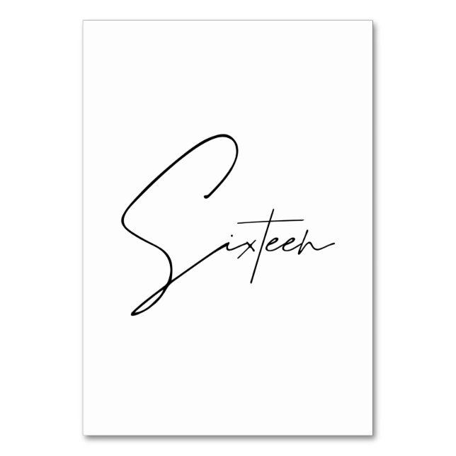 Eleganter kalligrafischer Hochzeitstisch 16 Tischn Tischnummer (Vorderseite)