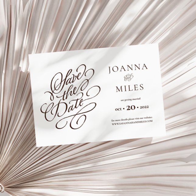 Eleganter Kalligraphie-Neutral-Ton Save the Date Einladung (Von Creator hochgeladen)