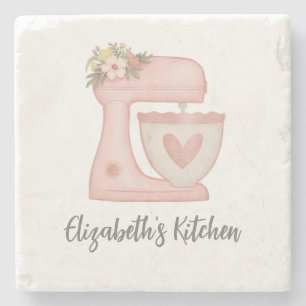 Eleganter Kalligraphie Pink Cake Mixer Steinuntersetzer