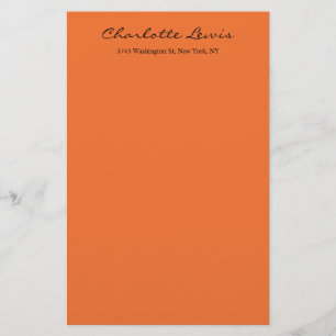 Eleganter Kalligraphie Schlicht Orange Legible Tex Briefpapier