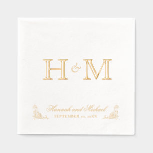 Eleganter Kalligraphiename und Monogramm-Hochzeit Servietten Mit Folie