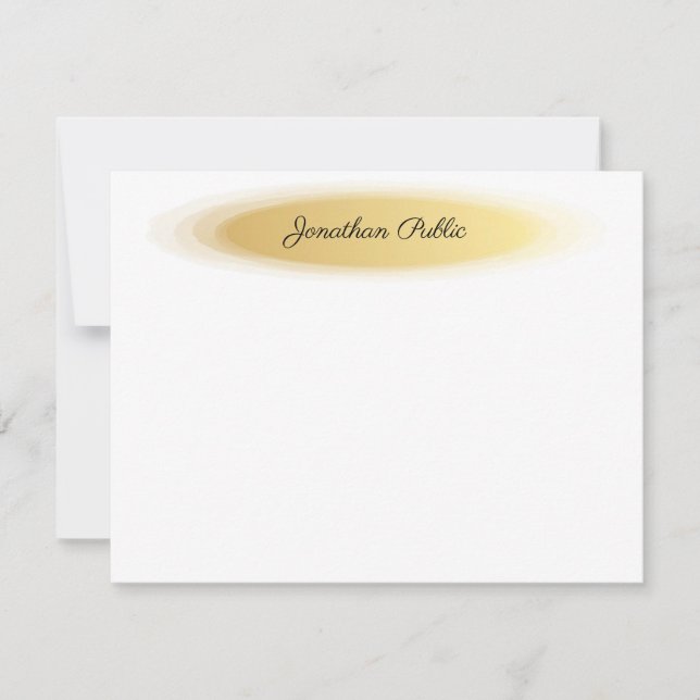 Eleganter Kalligraphieskriptname Gold White Trendy Mitteilungskarte (Vorderseite)