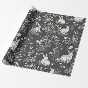 Eleganter Kaninchen-Toile-Blumen-Vintage-Muster (3 Geschenkpapier