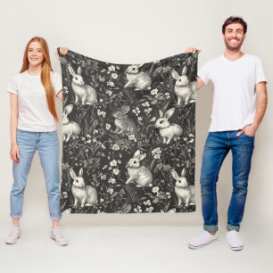 Eleganter Kaninchen-Toile-Blumen-Vintage-Muster (7 Fleecedecke