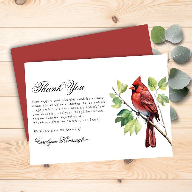 Eleganter Kardinal Beerdigung Gedenkstein Vielen D Dankeskarte (Elegant Cardinal Funeral Memorial Thank You Card)