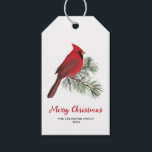Eleganter Kardinal Bird Christmas Pine Monogram Geschenkanhänger<br><div class="desc">Moderne Aquarellschrift Frohe Weihnachten und roter Kardinal Vogel auf einem Kiefernzweig Geschenktag. Fügen Sie diese zu Ihren Urlaubspaketen hinzu,  um sie eleganter und spezieller zu machen.</div>
