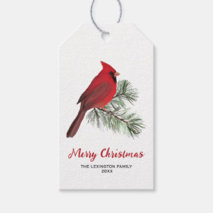 Eleganter Kardinal Bird Christmas Pine Monogram Geschenkanhänger