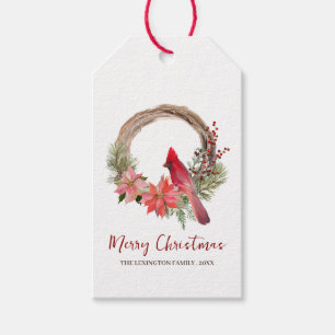 Eleganter Kardinal Bird Christmas Wreath Monogram Geschenkanhänger