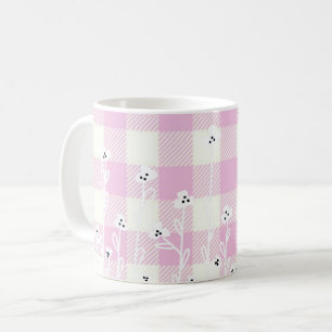Eleganter karierter Gingham, pinkfarbener Gingham Kaffeetasse