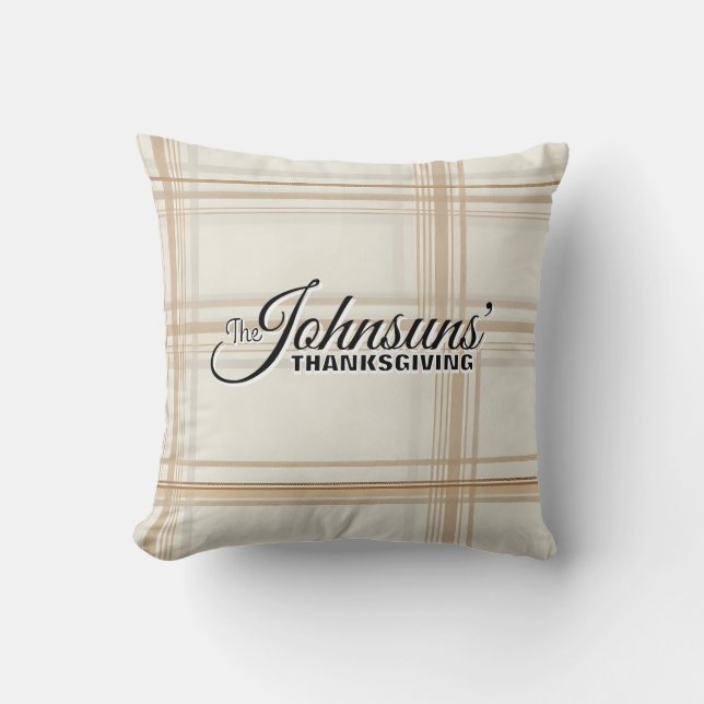 Eleganter Karierter Herbst-Erntedank Kissen (Vorderseite)