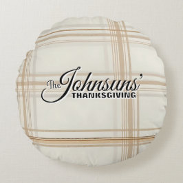 Eleganter Karierter Herbst-Erntedank Rundes Kissen