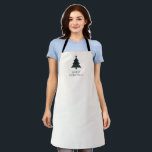 Eleganter Karierter Navy Blue und Green Weihnachts Schürze<br><div class="desc">Moderne Weihnachtsbaumkunst mit zeitlosem Design mit einem Weihnachtsbaum mit einem gedämpften marineblauen und grünen karierten Muster und dem Gruß "Frohe Weihnachten".</div>